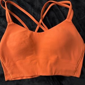 EUC lululemon Like A Cloud Longline Bra ribbed. Size 6. Highlighter orange color